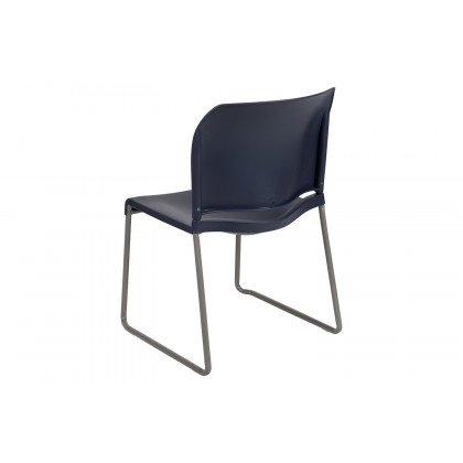BLNK HERCULES Series Full Back Contoured Stack Chair with Gray Powder Coated Sled Base - Navy