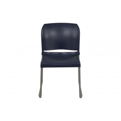BLNK HERCULES Series Full Back Contoured Stack Chair with Gray Powder Coated Sled Base - Navy