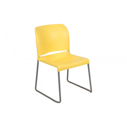 BLNK HERCULES Series Full Back Contoured Stack Chair with Gray Powder Coated Sled Base - Yellow