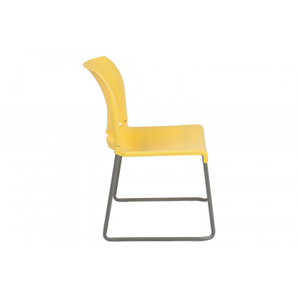 BLNK HERCULES Series Full Back Contoured Stack Chair with Gray Powder Coated Sled Base - Yellow
