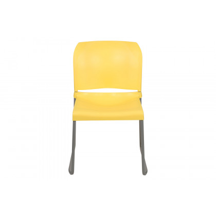 BLNK HERCULES Series Full Back Contoured Stack Chair with Gray Powder Coated Sled Base - Yellow