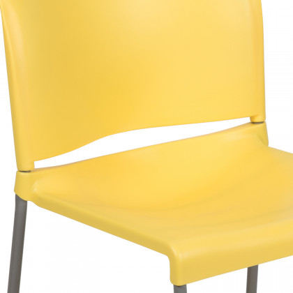 BLNK HERCULES Series Full Back Contoured Stack Chair with Gray Powder Coated Sled Base - Yellow