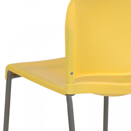 BLNK HERCULES Series Full Back Contoured Stack Chair with Gray Powder Coated Sled Base - Yellow