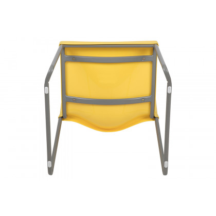 BLNK HERCULES Series Full Back Contoured Stack Chair with Gray Powder Coated Sled Base - Yellow