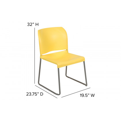 BLNK HERCULES Series Full Back Contoured Stack Chair with Gray Powder Coated Sled Base - Yellow