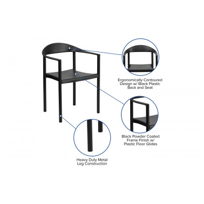BLNK HERCULES Series Plastic Cafe Stack Chair - Black