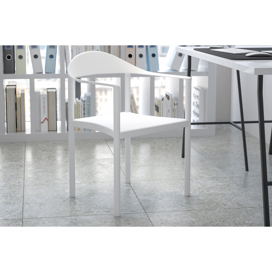 BLNK HERCULES Series Plastic Cafe Stack Chair - White