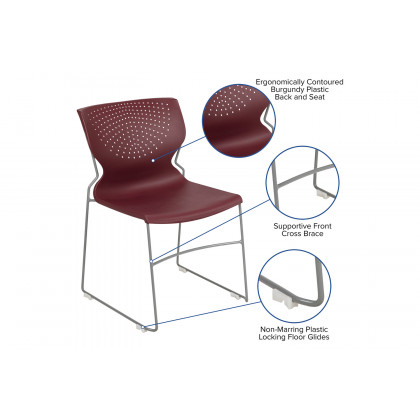 BLNK HERCULES Series Full Back Stack Chair with Gray Powder Coated Frame - Burgundy
