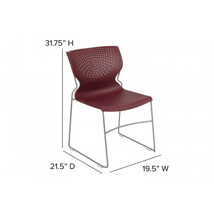 BLNK HERCULES Series Full Back Stack Chair with Gray Powder Coated Frame - Burgundy