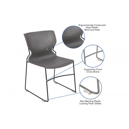 BLNK HERCULES Series Full Back Stack Chair with Powder Coated Frame - Gray