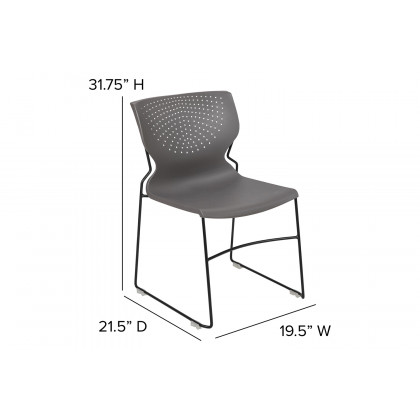 BLNK HERCULES Series Full Back Stack Chair with Powder Coated Frame - Gray