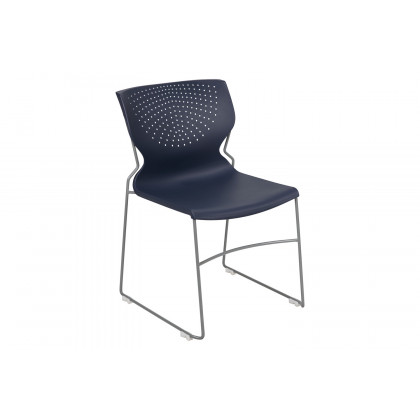 BLNK HERCULES Series Full Back Stack Chair with Gray Powder Coated Frame - Navy