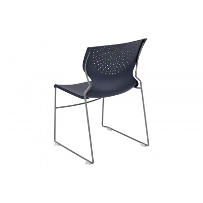 BLNK HERCULES Series Full Back Stack Chair with Gray Powder Coated Frame - Navy