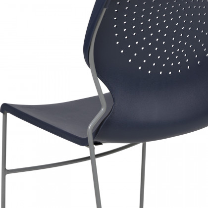 BLNK HERCULES Series Full Back Stack Chair with Gray Powder Coated Frame - Navy