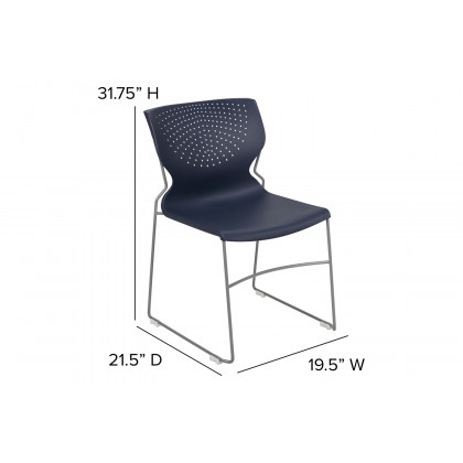 BLNK HERCULES Series Full Back Stack Chair with Gray Powder Coated Frame - Navy