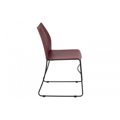 BLNK HERCULES Series Stack Chair with Air-Vent Back and Black Powder Coated Sled Base - Burgundy