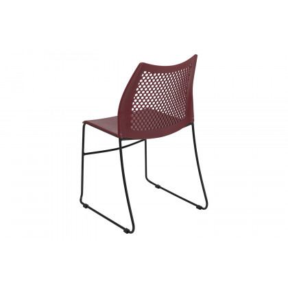BLNK HERCULES Series Stack Chair with Air-Vent Back and Black Powder Coated Sled Base - Burgundy