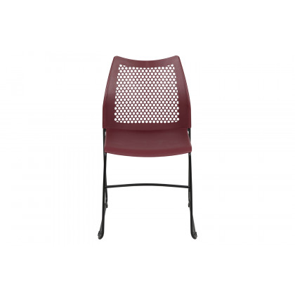 BLNK HERCULES Series Stack Chair with Air-Vent Back and Black Powder Coated Sled Base - Burgundy