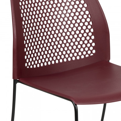 BLNK HERCULES Series Stack Chair with Air-Vent Back and Black Powder Coated Sled Base - Burgundy
