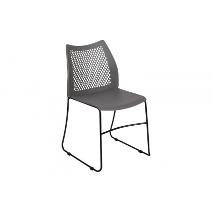BLNK HERCULES Series Stack Chair with Air-Vent Back and Black Powder Coated Sled Base - Gray