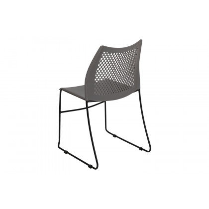 BLNK HERCULES Series Stack Chair with Air-Vent Back and Black Powder Coated Sled Base - Gray