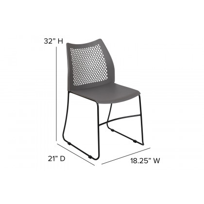 BLNK HERCULES Series Stack Chair with Air-Vent Back and Black Powder Coated Sled Base - Gray