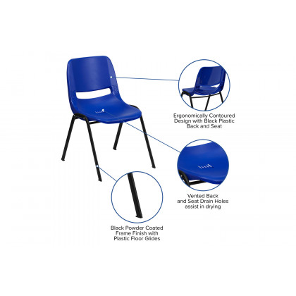 BLNK HERCULES Series Ergonomic Shell Stack Chair - Blue/Black, 17,75"H Seat