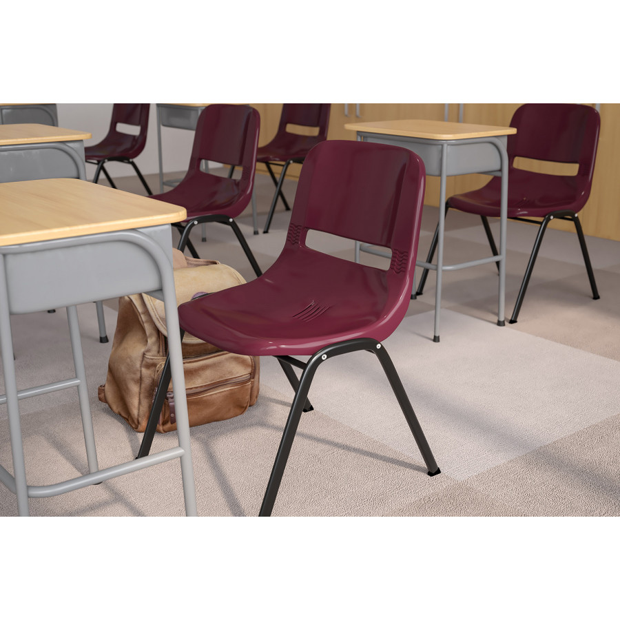 BLNK HERCULES Series Ergonomic Shell Stack Chair - Burgundy/Black, 17,75"H Seat