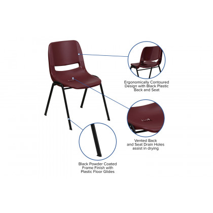 BLNK HERCULES Series Ergonomic Shell Stack Chair - Burgundy/Black, 17,75"H Seat