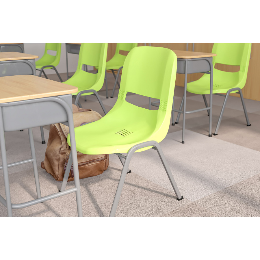 BLNK HERCULES Series Ergonomic Shell Stack Chair with Gray Frame - Green