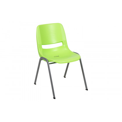 BLNK HERCULES Series Ergonomic Shell Stack Chair with Gray Frame - Green