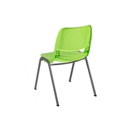 BLNK HERCULES Series Ergonomic Shell Stack Chair with Gray Frame - Green