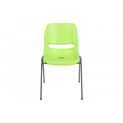 BLNK HERCULES Series Ergonomic Shell Stack Chair with Gray Frame - Green