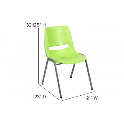 BLNK HERCULES Series Ergonomic Shell Stack Chair with Gray Frame - Green