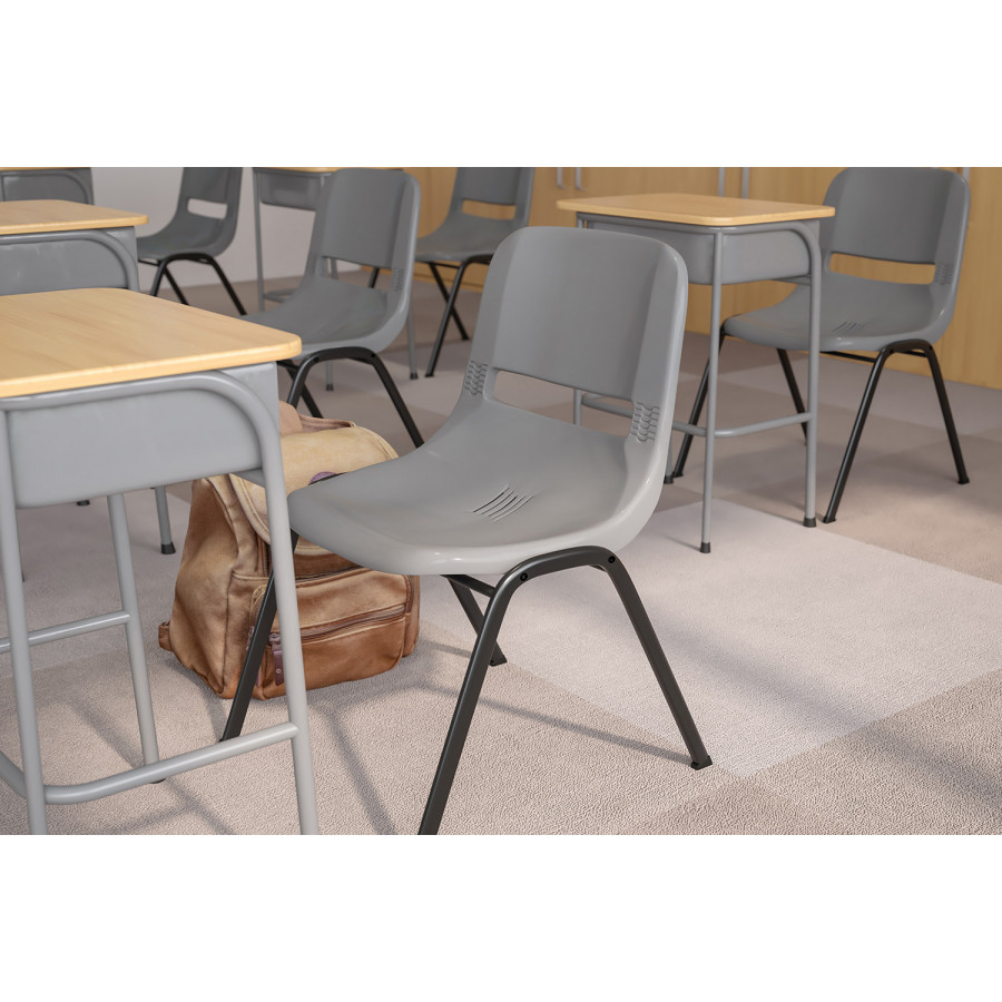BLNK HERCULES Series Ergonomic Shell Stack Chair - Gray/Black, 17,75"H Seat