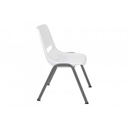 BLNK HERCULES Series Ergonomic Shell Stack Chair with Gray Frame - White