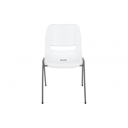 BLNK HERCULES Series Ergonomic Shell Stack Chair with Gray Frame - White