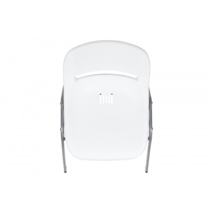 BLNK HERCULES Series Ergonomic Shell Stack Chair with Gray Frame - White