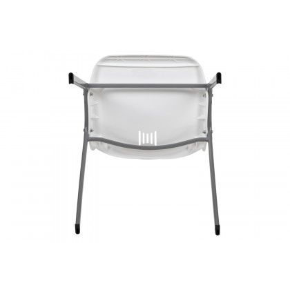 BLNK HERCULES Series Ergonomic Shell Stack Chair with Gray Frame - White