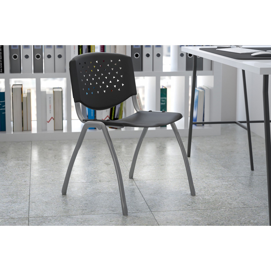 BLNK - HERCULES Series Plastic Stack Chair with Titanium Gray Powder Coated Frame