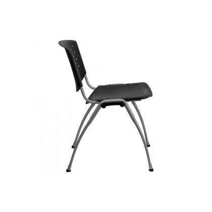 BLNK HERCULES Series Plastic Stack Chair with Titanium Gray Powder Coated Frame - Black