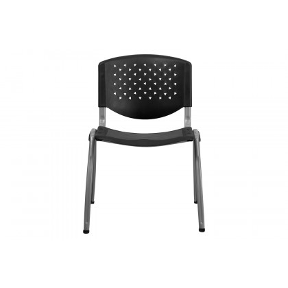BLNK HERCULES Series Plastic Stack Chair with Titanium Gray Powder Coated Frame - Black