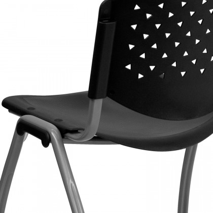 BLNK HERCULES Series Plastic Stack Chair with Titanium Gray Powder Coated Frame - Black