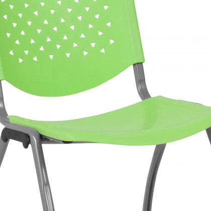 BLNK HERCULES Series Plastic Stack Chair with Titanium Gray Powder Coated Frame - Green