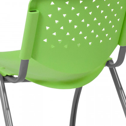 BLNK HERCULES Series Plastic Stack Chair with Titanium Gray Powder Coated Frame - Green