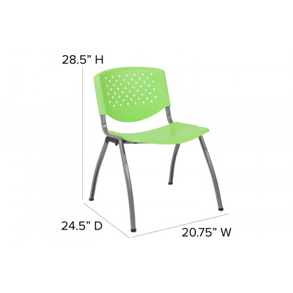 BLNK HERCULES Series Plastic Stack Chair with Titanium Gray Powder Coated Frame - Green