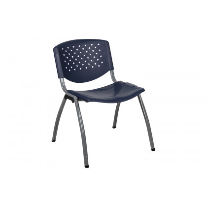 BLNK HERCULES Series Plastic Stack Chair with Titanium Gray Powder Coated Frame - Navy
