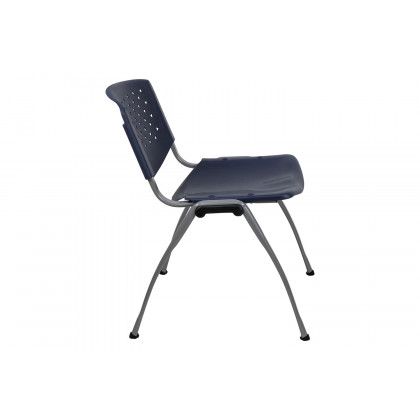 BLNK HERCULES Series Plastic Stack Chair with Titanium Gray Powder Coated Frame - Navy