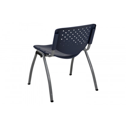 BLNK HERCULES Series Plastic Stack Chair with Titanium Gray Powder Coated Frame - Navy
