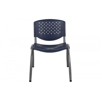 BLNK HERCULES Series Plastic Stack Chair with Titanium Gray Powder Coated Frame - Navy